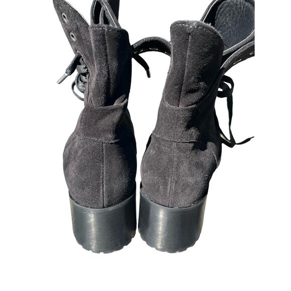 275 Central BLK Suede Leather Combat Lace Up Boots - Picture 4 of 8